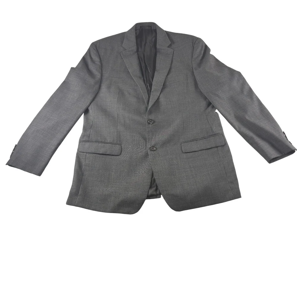 Lauren‎ Ralph Lauren Mens Wool Suit Jacket Blazer Charcoal Gray 44L 2-Button